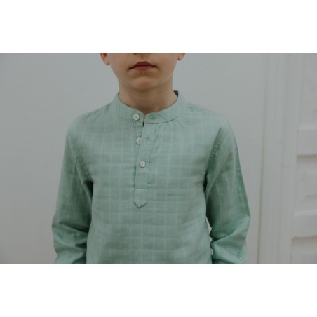 Chemise col mao lange vert Maxence