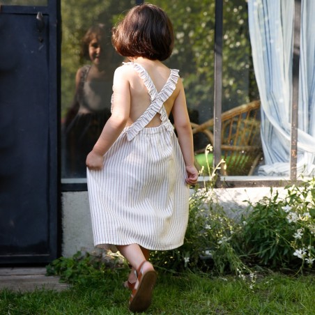 Philippine Cross Back Dress blue stripes