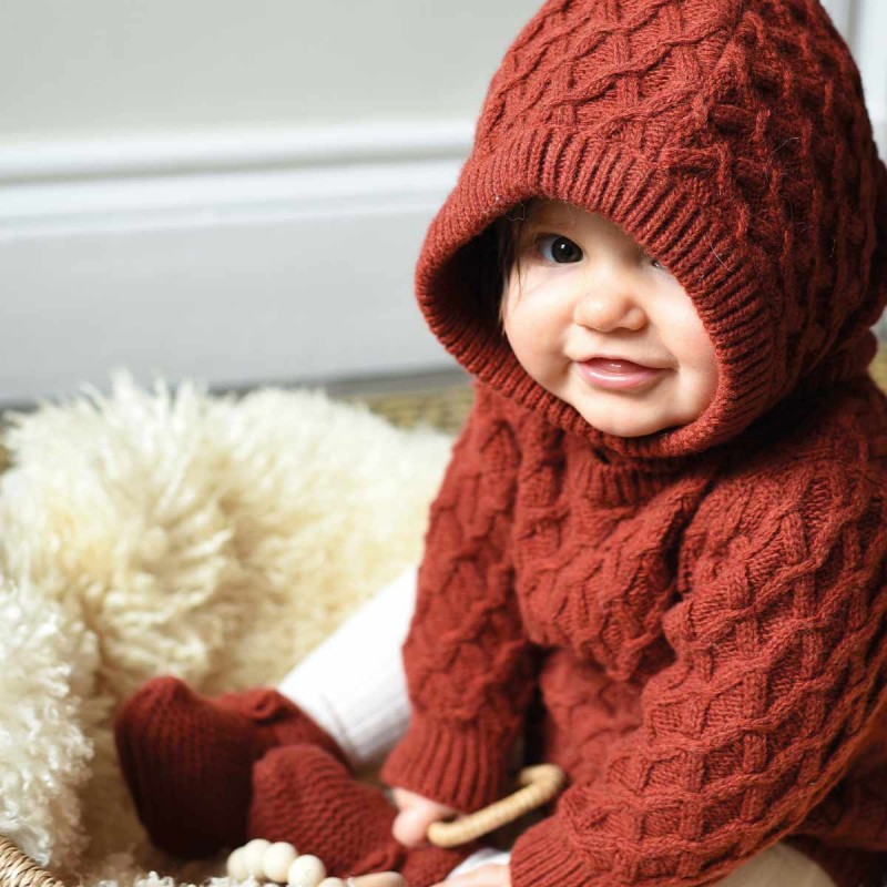 Barboteuse Diego tricot chataigne 100 laine