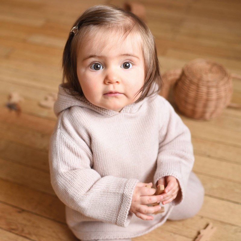 Brassière bébé en coton et laine - rose poudré, Bébé