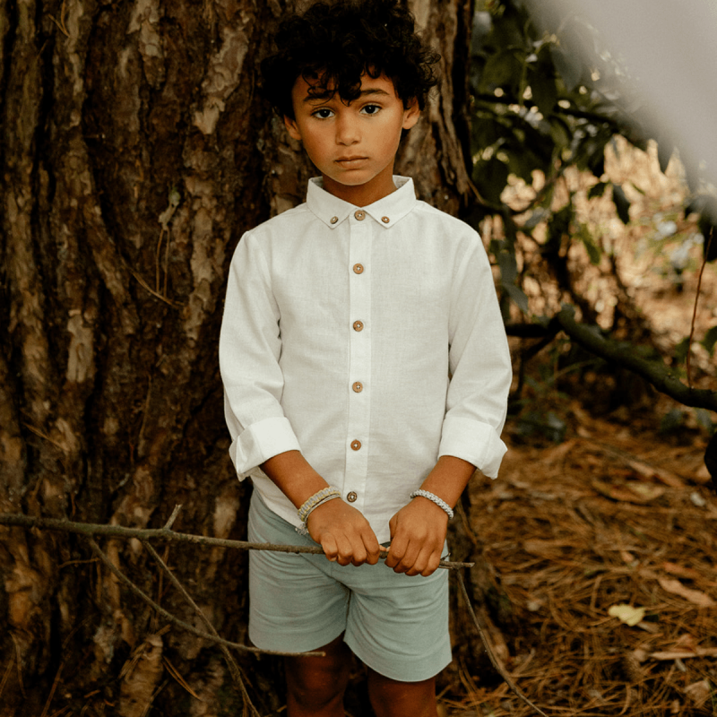 Chemise Maxime coton lin blanc casse Ceremonie Garcon