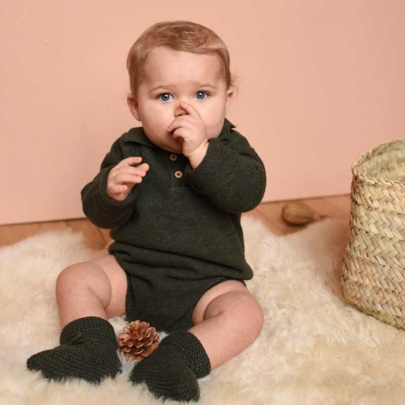 Barboteuse Orso tricot fougere 100 laine