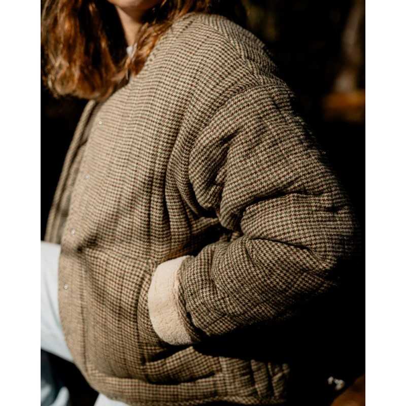 Manteau Laine Veste Oversize Pied De Poule Manteau Long Effet