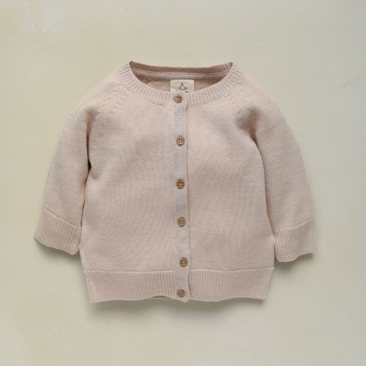 Victorien pink powder knit cardigan - 100% wool