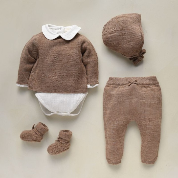 Béguin Clovis tricot beige chiné 100% laine