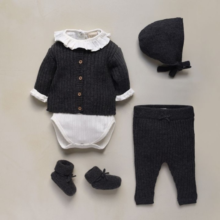 Eugene grey knit socks 100% wool - baby