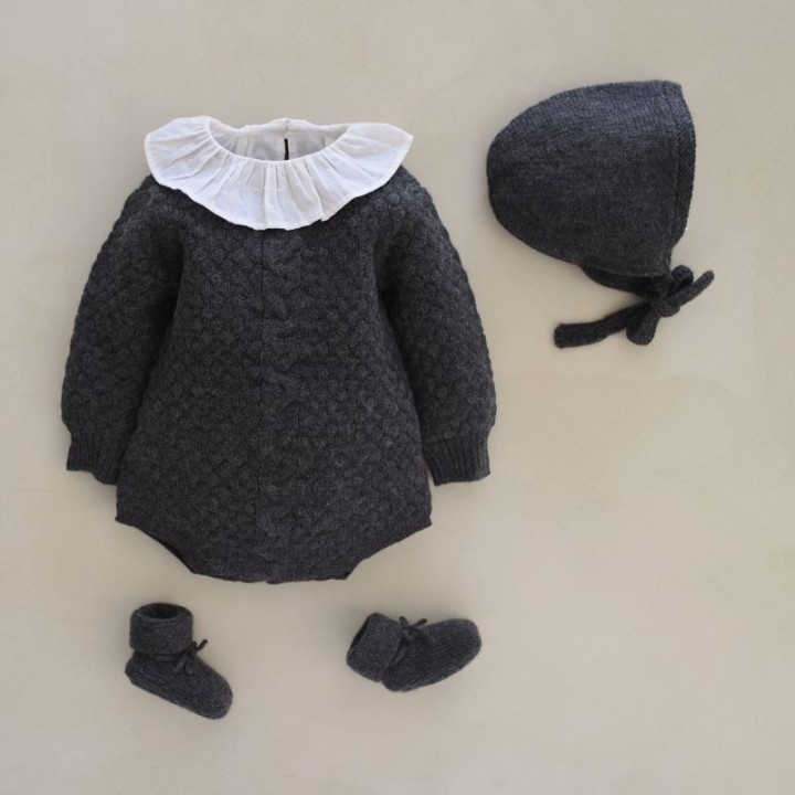 Diego grey knit rompers - baby
