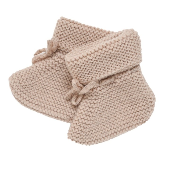 Chaussons Eugène tricot rose poudré 100% laine