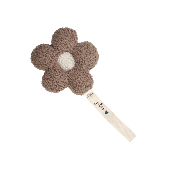 Attache tétine fleur bouclette taupe- Atelier Wagram
