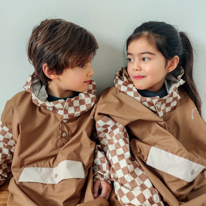 Poncho pluie long - Damier...