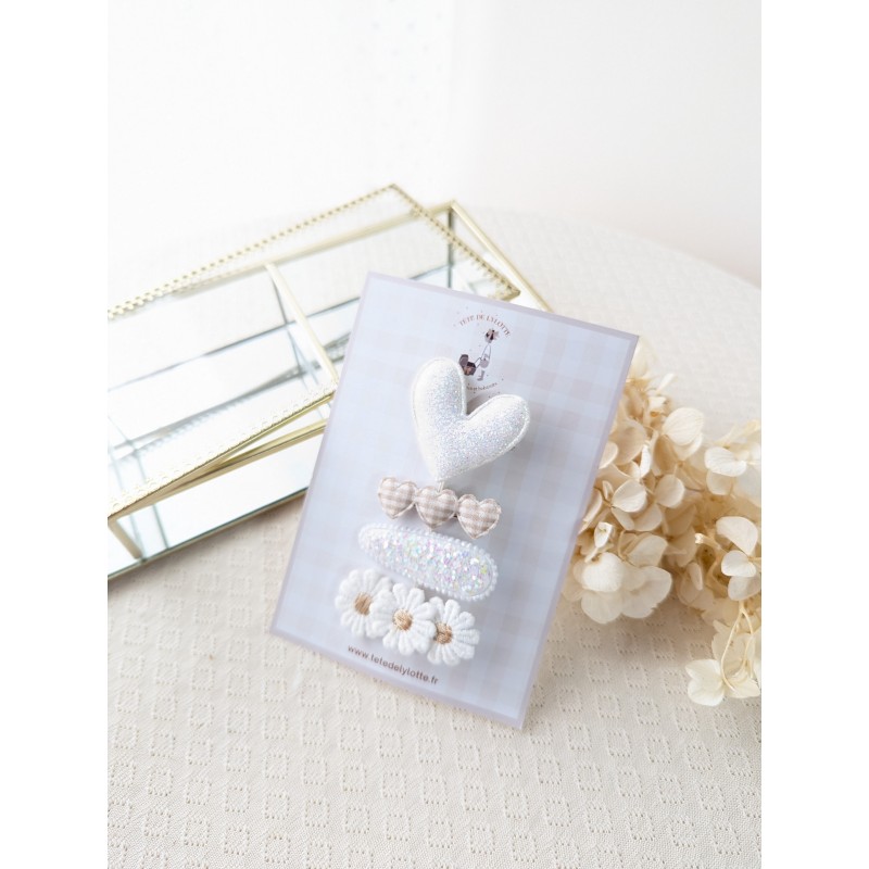 Lot de 4 barrettes white party