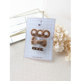 Lot de 3 barrettes marron