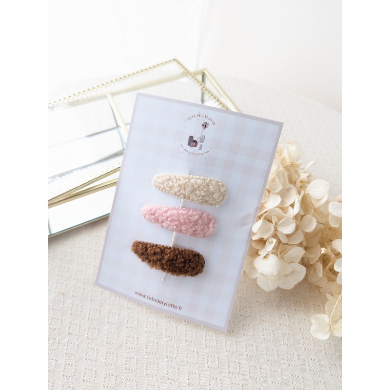 Lot de 3 barrettes moumoute