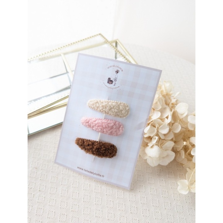 Lot de 3 barrettes moumoute