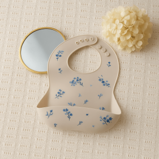 Bavoir silicone fleurs bleues