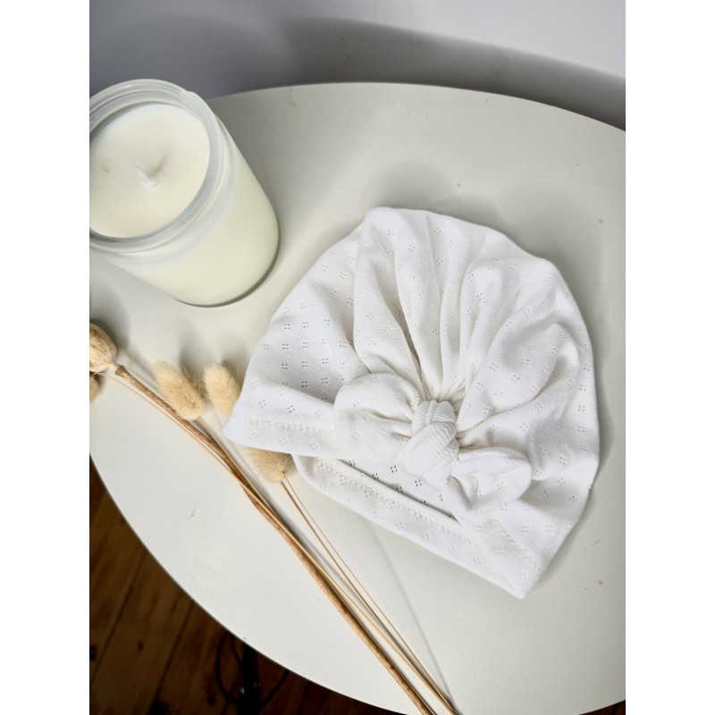 Turban jersey pointelle écru