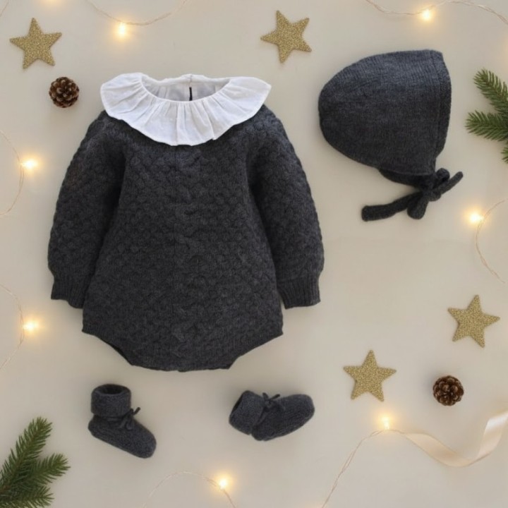 Barboteuse Diego gris chiné - Bébé