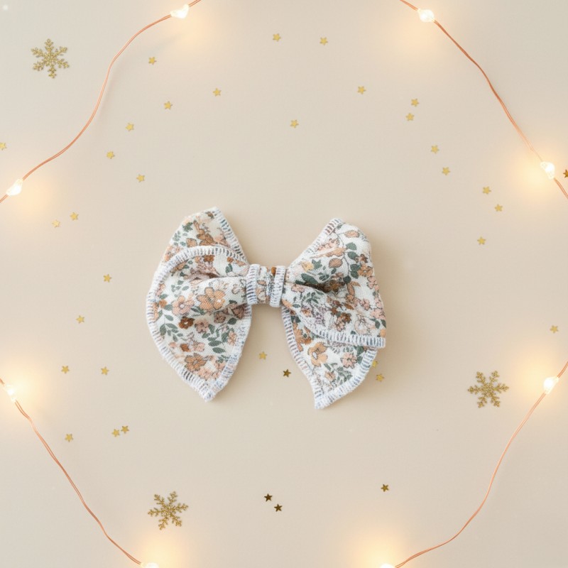 Barrette noeud fleurs vintage