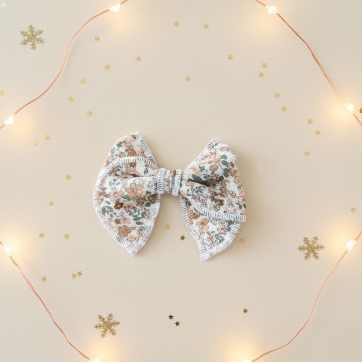 Barrette noeud fleurs vintage